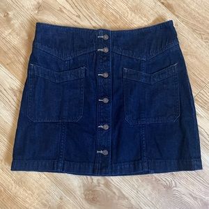 Free People dark wash button & pocket denim skirt
